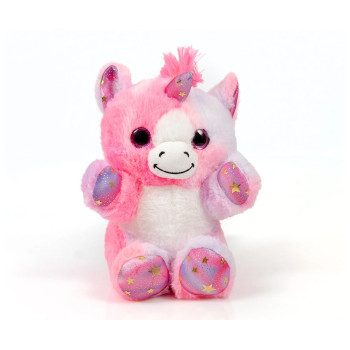 Плюшен eднорог със звезди, розов, 22 см,