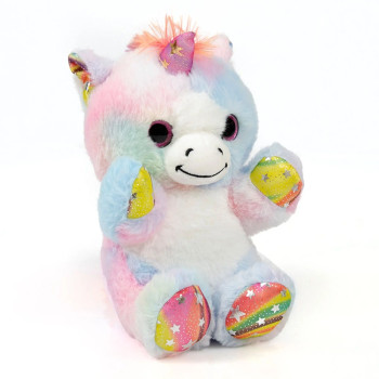 Плюшен еднорог със звезди, цветен, 22 см