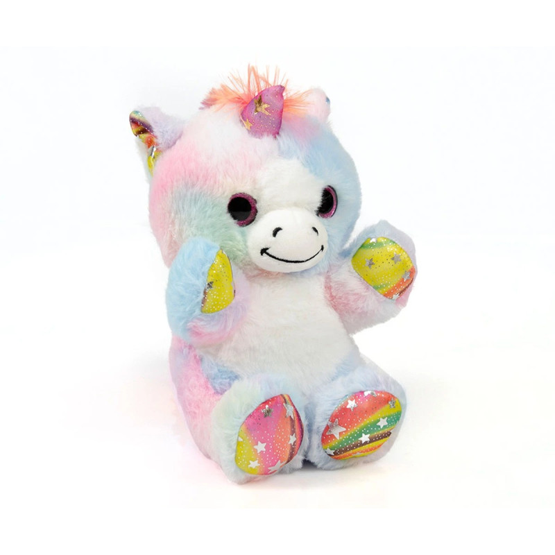 Плюшен еднорог със звезди, цветен, 22 см