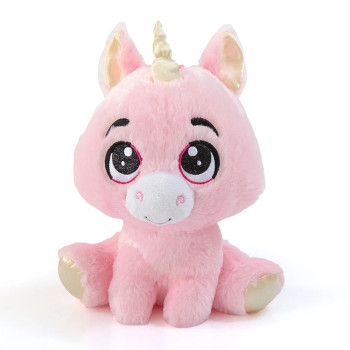 Плюшен еднорог, розов, 22 см