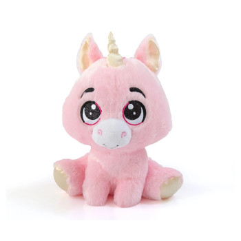 Плюшен еднорог, розов, 22 см