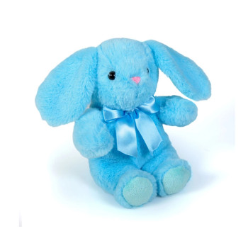 Плюшено зайче със сини лапички, синьо, 18 см