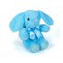 Плюшено зайче със сини лапички, синьо, 18 см