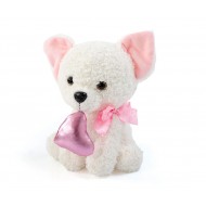 Плюшена играчка - Кученце със сърце 17 см, бяло