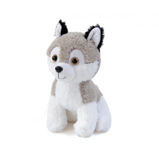 Плюшена играчка - Кученце 24 см, бяло със сиво