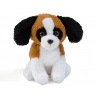 Плюшена играчка - Кученце 24 см, бяло с кафяво и черни уши
