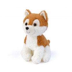 Плюшена играчка - Кученце 24 см, бяло с кафяво и изправени уши