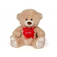 Плюшено мече със сърце, кафяво, 55 см