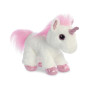 Плюшен еднорог с розов рог Aurora, бял, 25 см