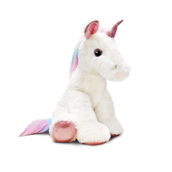Плюшен еднорог с брокат, бял, 54 см