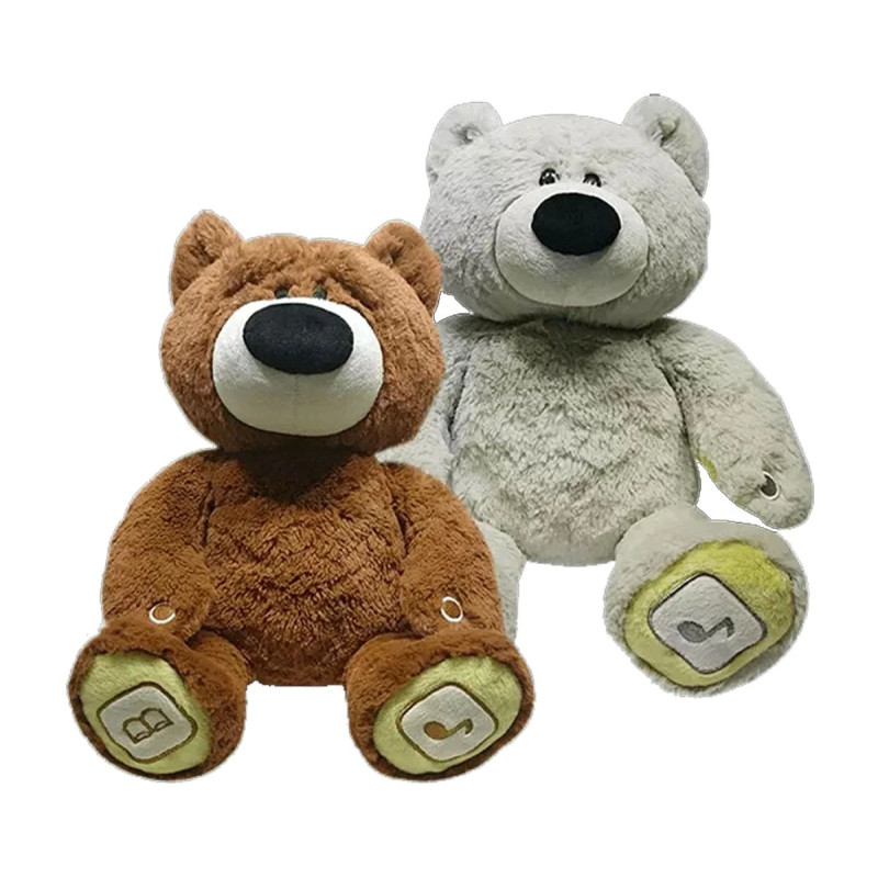 Интерактивна плюшена играчка Мечето Лу, кафяво, 35 см