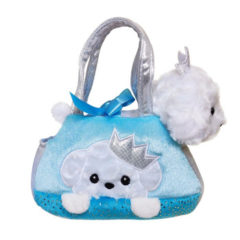 Плюшена чантичка с пудел Aurora, синя, 20 см