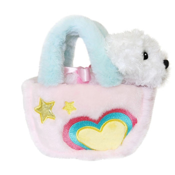 Плюшена чантичка с куче Aurora, цветна, 18 см