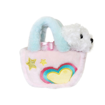 Плюшена чантичка с куче Aurora, цветна, 18 см