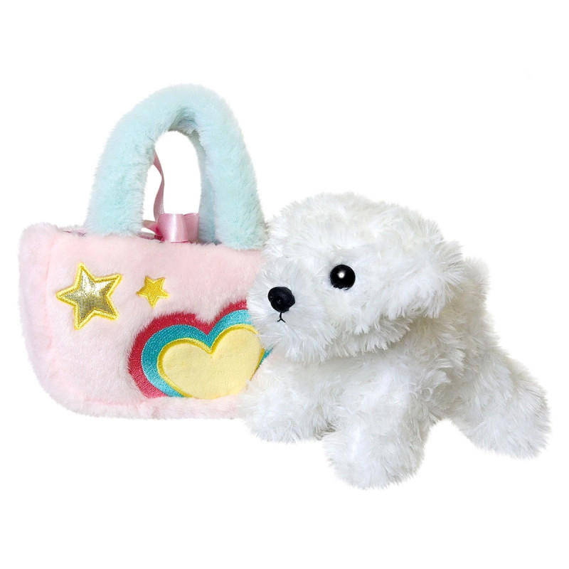 Плюшена чантичка с куче Aurora, цветна, 18 см