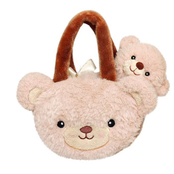 Плюшена чантичка с мече Aurora, кафява, 20 см