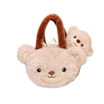 Плюшена чантичка с мече Aurora, кафява, 20 см