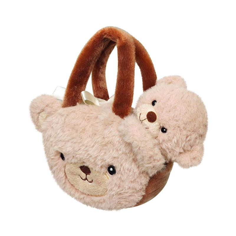 Плюшена чантичка с мече Aurora, кафява, 20 см