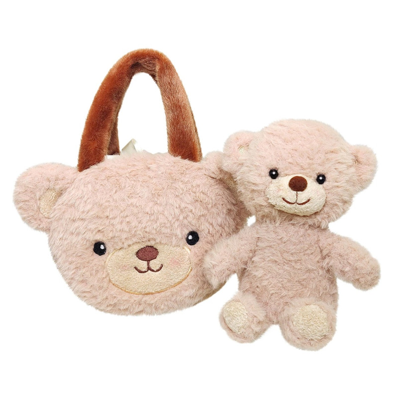 Плюшена чантичка с мече Aurora, кафява, 20 см