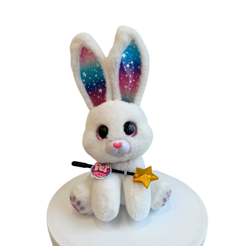 Интерактивен магически заек Pet Furry, бял, 30 см