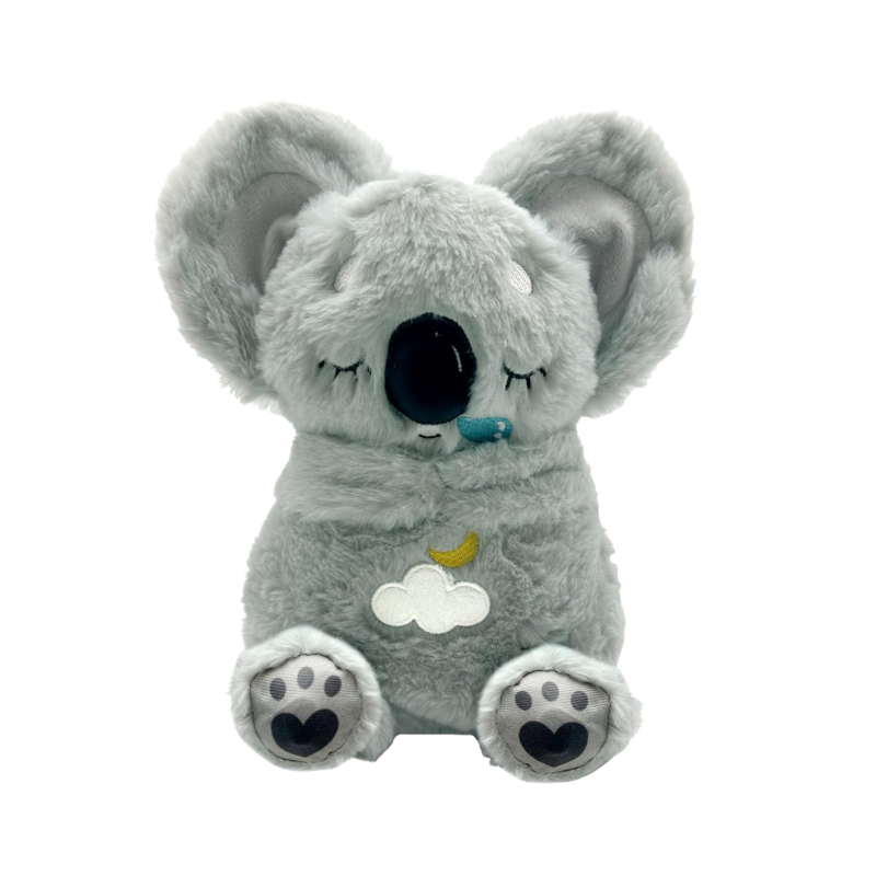 Плюшена дишаща играчка Коала с музика и светлини, сива, 30 см