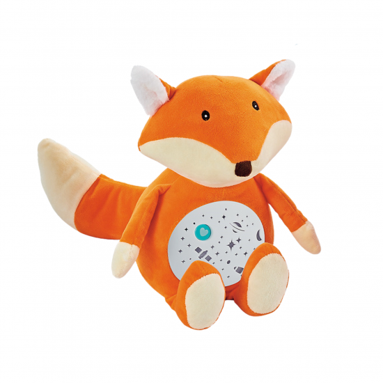 Плюшена играчка Лисица с проектор и музика, оранжева, 30 см