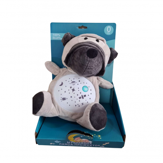 Плюшена играчка Куче с проектор и музика, сиво, 30 см Плюшена играчка Куче с проектор и музика, сиво, 30 см