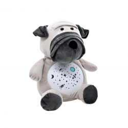 Плюшена играчка Куче с проектор и музика, сиво, 30 см