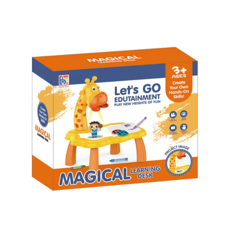 Масичка с проектор за рисуване Жълт Жираф Magical