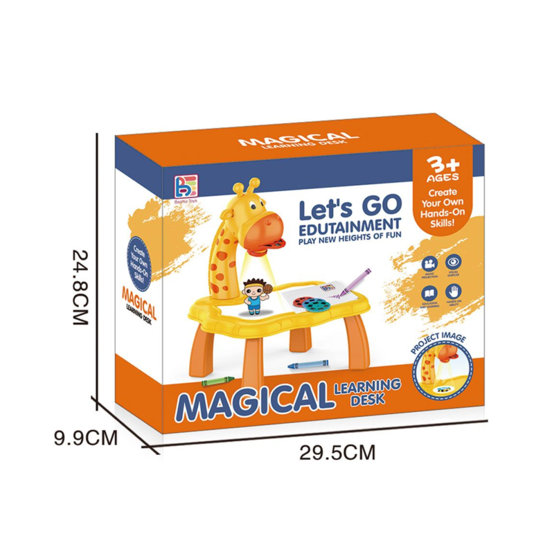 Масичка с проектор за рисуване Жълт Жираф Magical