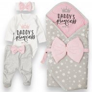 Памучен бебешки комплект за изписване на момиче