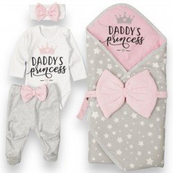 Памучен бебешки комплект за изписване на момиче