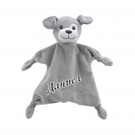 Бебешка кърпа за гушкане Куче с надпис, 26 см