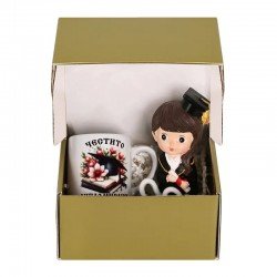 Подаръчен комплект за дипломиране – фигурка и чаша с послание