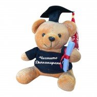 Плюшено мече за дипломиране с надпис, кафяво, 20 см Плюшено мече за дипломиране с надпис, кафяво, 20 см