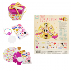 Картичка в кутия, розова - крафт комплект за скрапбукинг