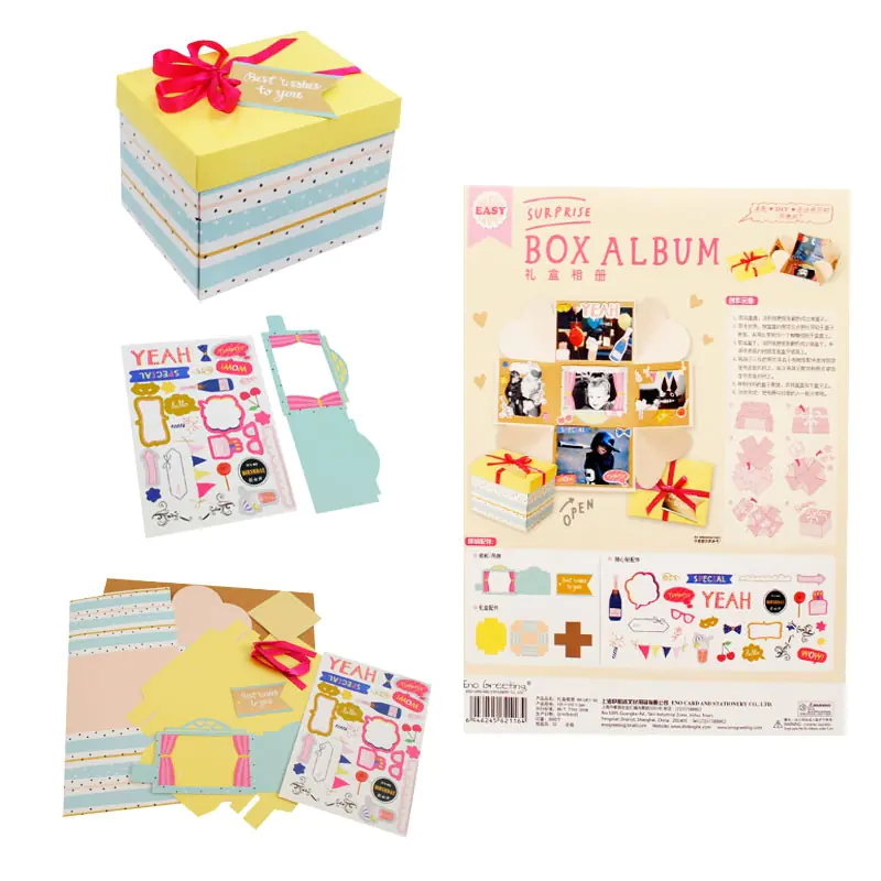 Картичка в правоъгълна кутия, цветна - крафт комплект за скрапбукинг