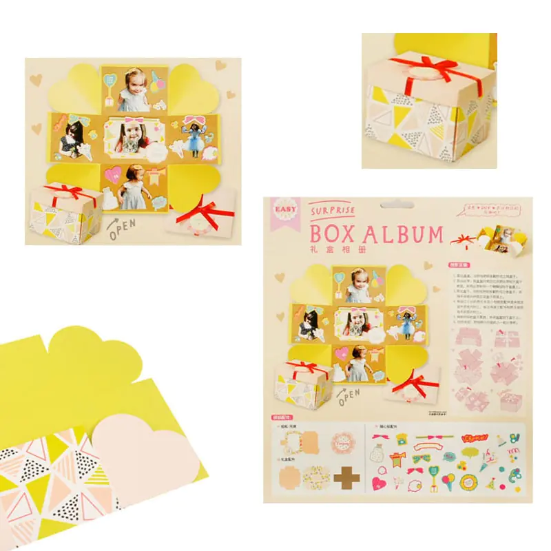 Картичка в правоъгълна кутия, жълта - крафт комплект за скрапбукинг