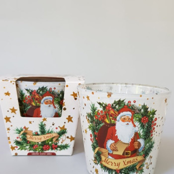 Коледна ароматна свещ в чаша с Дядо Коледа