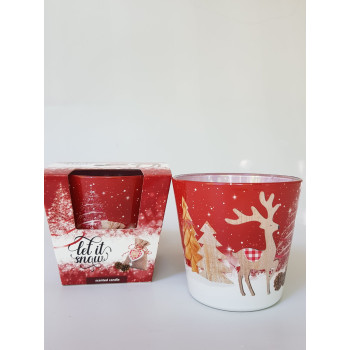 Коледна ароматна свещ в чаша с елени