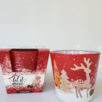 Коледна ароматна свещ в чаша с елени