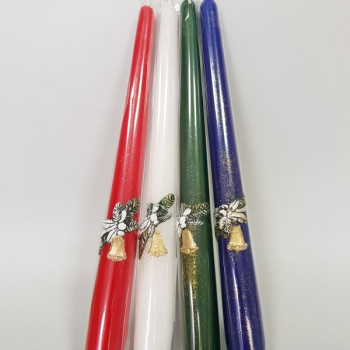 Коледна конична свещ с декорация камбанка