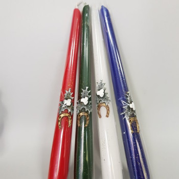 Коледна конична свещ с декорация подкова