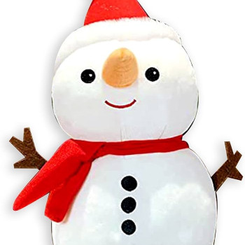 Плюшен снежен човек с коледна песен, 20 см