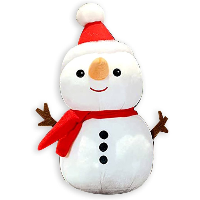 Плюшен снежен човек с коледна песен, 20 см