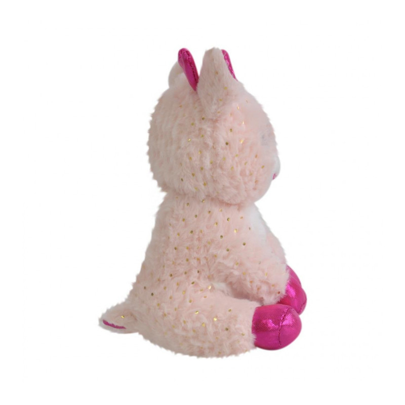 Плюшено еленче Дейзи с коледна песен, розово, 20 см