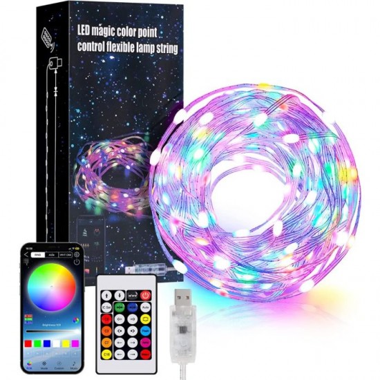 Многоцветни LED лампички с Bluetooth връзка и USB