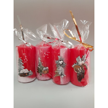 Коледна свещ цилиндър с декорация 50/100