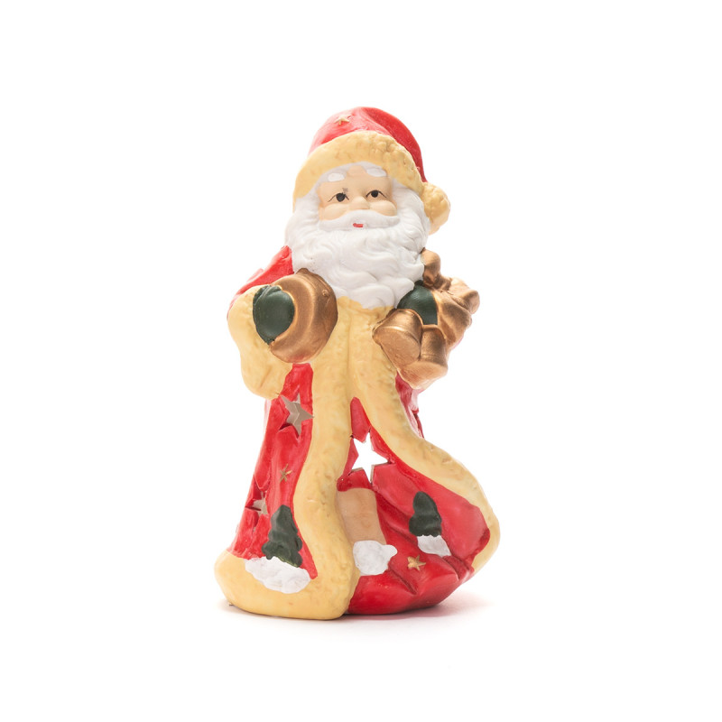 Коледен свещник Дядо Коледа в червено, 15 см