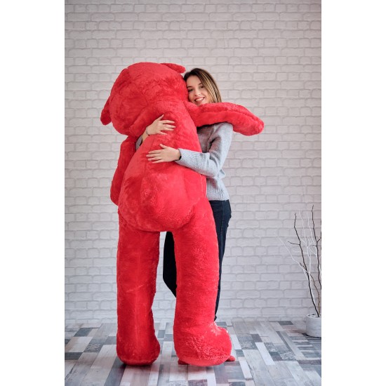 Плюшен мечок в червено с надписана панделка, 200 см